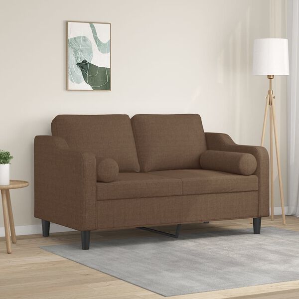vidaXL 2-Sitzer-Sofa mit Zierkissen Braun 120 cm Stoff