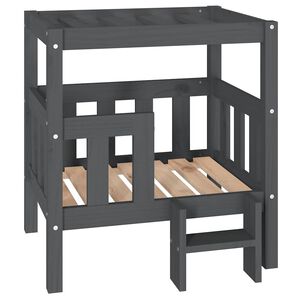 vidaXL Hundebett Grau 65,5x50,5x70 cm Massivholz Kiefer