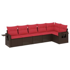 vidaXL 6-teiliges Gartensofa-Set mit Kissen, braun, Polyrattan
