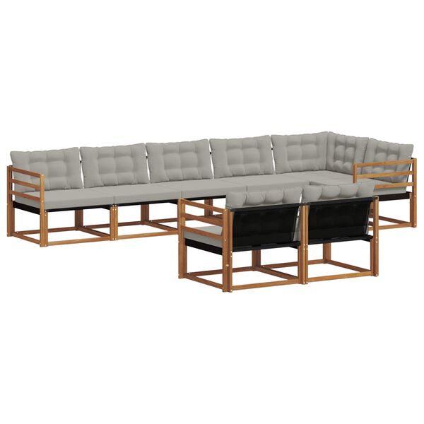vidaXL Outdoor-Sofagarnitur mit Kissen 8 pcs Nat&uuml;rlich und Hellgrau