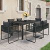 vidaXL 7-tlg. Garten-Essgruppe PVC Rattan Schwarz
