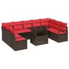 vidaXL Gartensofa-set mit Speicher 10 pcs Braun und Rot Poly Rattan