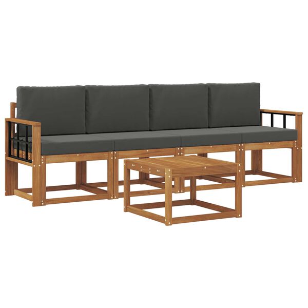 vidaXL Outdoor-Sofagarnitur mit Kissen 5 pcs Natur und Anthrazit