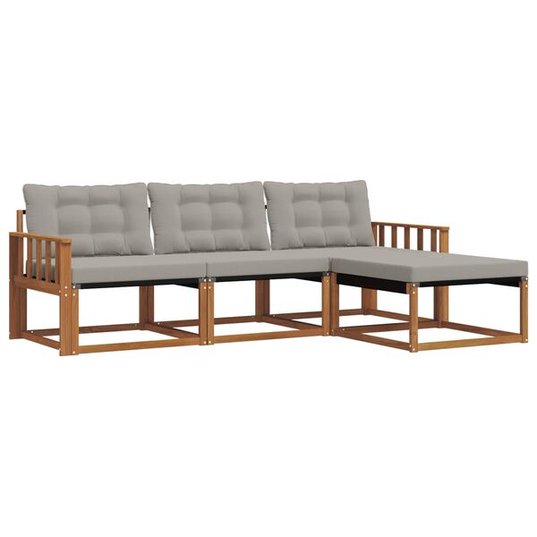vidaXL Outdoor-Sofagarnitur mit Kissen 4 pcs Nat&uuml;rlich und Hellgrau