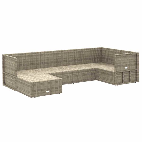 vidaXL 6-tlg. Garten-Lounge-Set mit Kissen Grau Poly Rattan