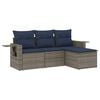 vidaXL 4-teiliges Gartensofa-Set mit Kissen, grau, Polyrattan