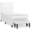 vidaXL Boxspringbett mit Matratze Wei&szlig; 100x200 cm Kunstleder