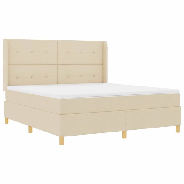 vidaXL Boxspringbett mit Matratze Creme 180 x 200 cm Stoff