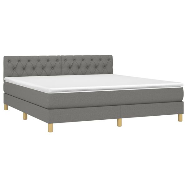 vidaXL Boxspringbett mit Matratze Dunkelgrau 160x200 cm Stoff