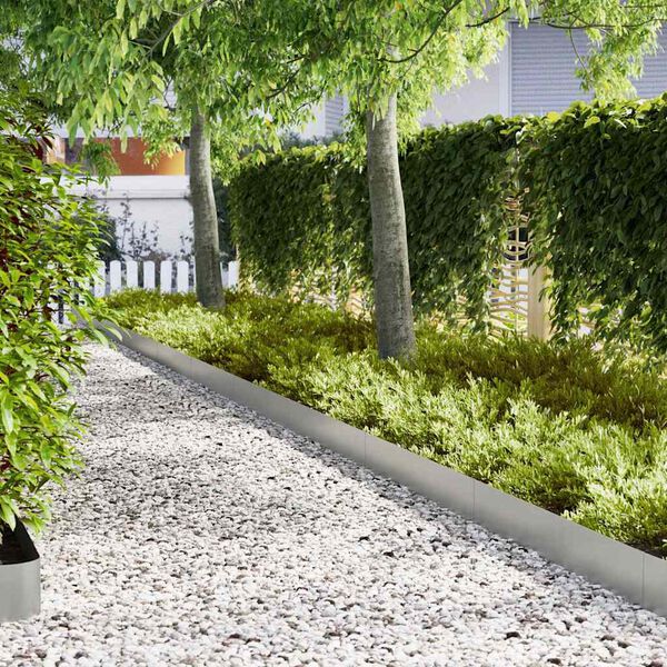 vidaXL Raseneinfassung 10 pcs Silber 100 x 0,05 x 20 cm