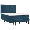 vidaXL Boxspringbett mit Matratze Dunkelblau 140x200 cm Samt