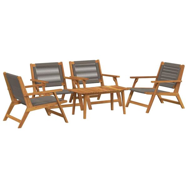 vidaXL Gartenst&uuml;hle mit Tisch 5 pcs Grau Massivholz Akazie