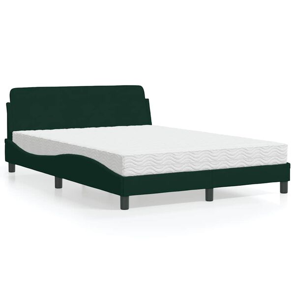 vidaXL Bett mit Matratze "Dover" Dunkelgr&uuml;n 140x190 cm Samt