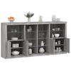 vidaXL Sideboard mit LED-Leuchten Grau Sonoma 202x37x100 cm