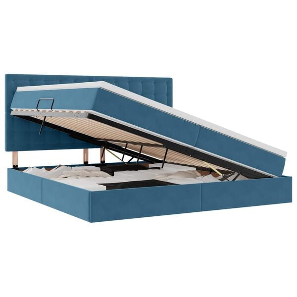 vidaXL Aufbewahrungsbett mit Matratze Dunkelblau 200 x 200 cm Samt