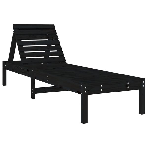 vidaXL Sonnenliegen 2 Stk. mit Tisch Schwarz Massivholz Kiefer