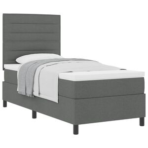 vidaXL Boxspringbett mit Matratze Dunkelgrau 80 x 200 cm Stoff