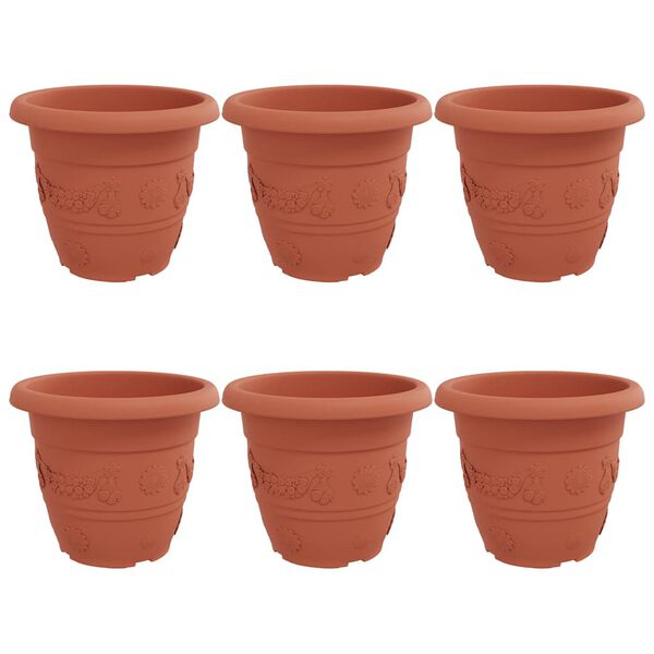 vidaXL Runder Blumentopf 6 pcs Ziegelrot &Oslash; 26 x 21,5 cm Kunststoff