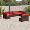vidaXL 12-tlg. Garten-Sofagarnitur mit Kissen Braun Poly Rattan