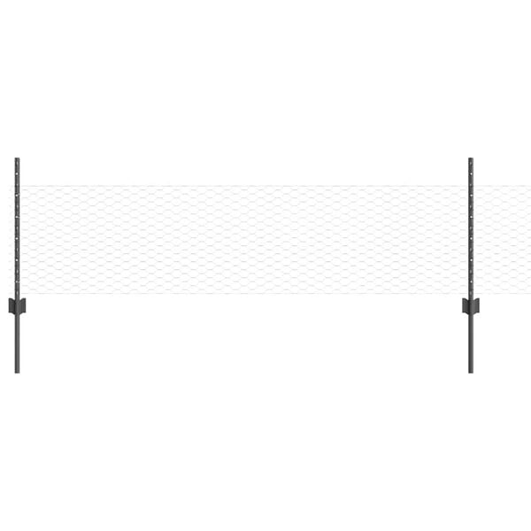 vidaXL Zaun mit Pfosten Grau 0,5 x 25 m Stahl