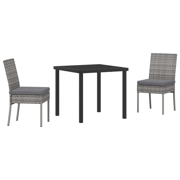 vidaXL Garten Essgruppe 3 pcs Grau Pulverbeschichteter Stahl