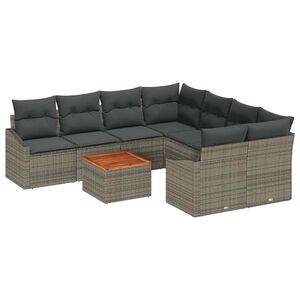 vidaXL Gartensofa-set 9 stk. Grau Poly-Rattan