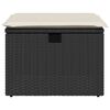 vidaXL Gartenhocker mit Kissen Schwarz 55x55x37 cm Poly Rattan