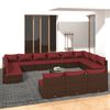 vidaXL 14-tlg. Garten-Lounge-Set mit Kissen Braun Poly Rattan