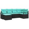 vidaXL Sofa Set mit Kissen 6 pcs Schwarz Poly Rattan