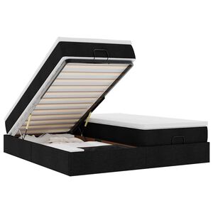 vidaXL Ottoman-Bett mit Matratzen Schwarz 200x200 cm Stoff