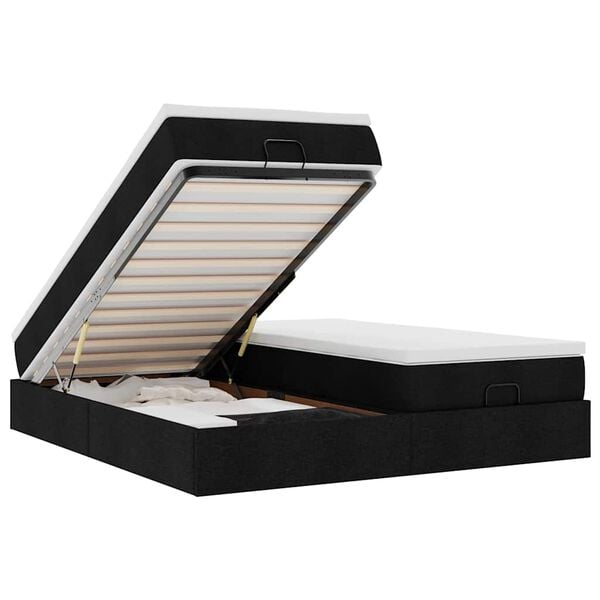 vidaXL Ottoman-Bett mit Matratzen Schwarz 200x200 cm Stoff