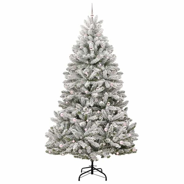 vidaXL K&uuml;nstlicher Weihnachtsbaum Gr&uuml;n und Wei&szlig; 300 cm PVC und Metall