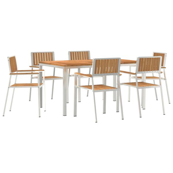 vidaXL Outdoortisch-Set 7 pcs Braun Massivholz Teak