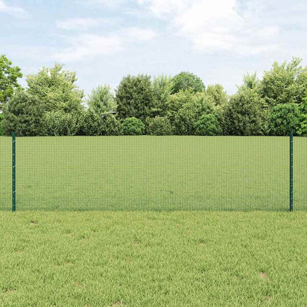 vidaXL Zaun mit Pfosten Gr&uuml;n 0,6 x 100 m Stahl und PVC