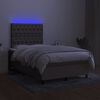 vidaXL Boxspringbett mit Matratze & LED Taupe 120x190 cm Stoff