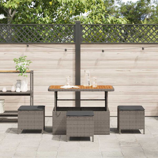 vidaXL Garten Essgruppe Grau Poly-Rattan