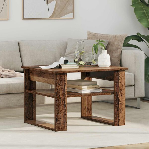 vidaXL Couchtisch mit Speicher Altholz 64 x 54 x 44 cm Holzwerkstoff