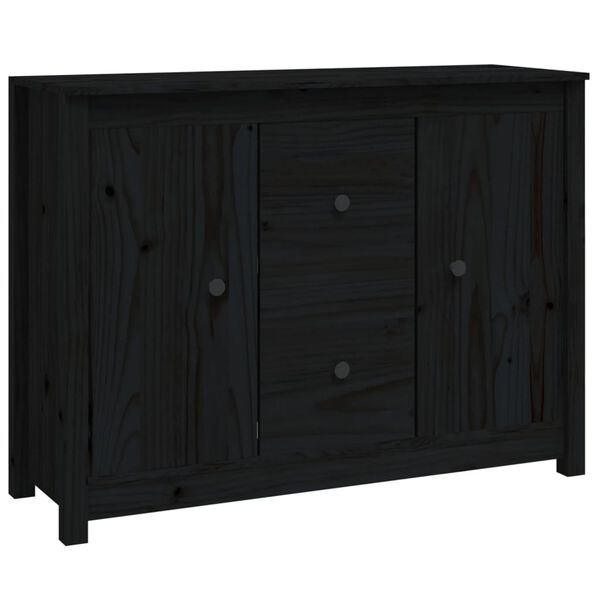 vidaXL Sideboard Schwarz 100x35x74 cm Massivholz Kiefer