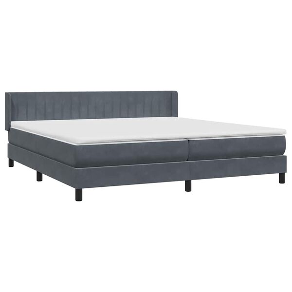 vidaXL Boxspringbett mit Matratze Dunkelgrau 180x220 cm Samt