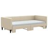 vidaXL Tagesbett Ausziehbar mit Matratzen Creme 90x200 cm Stoff