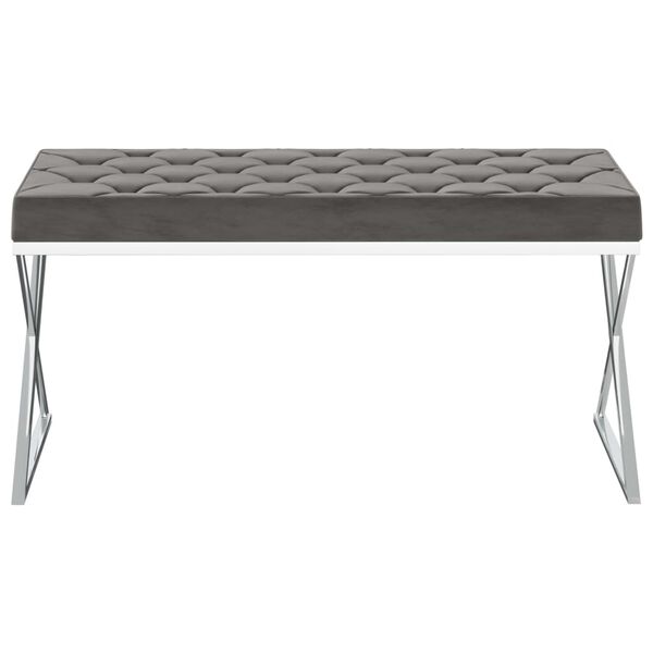 vidaXL Bank 97 cm Grau Samt und Edelstahl