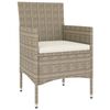 vidaXL 3-tlg. Garten-Essgruppe Poly Rattan und Hartglas Beige