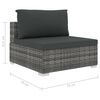 vidaXL 4-tlg. Garten-Lounge-Set mit Auflagen Poly Rattan Grau