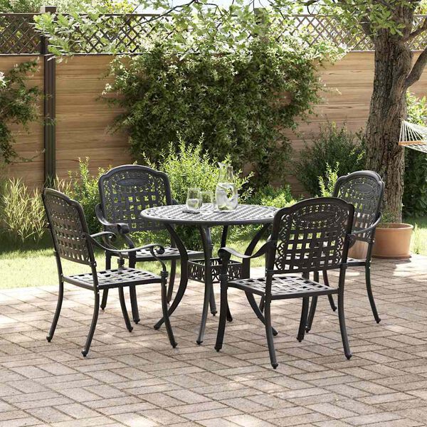 vidaXL Garten Essgruppe 5 pcs Schwarz Aluminium