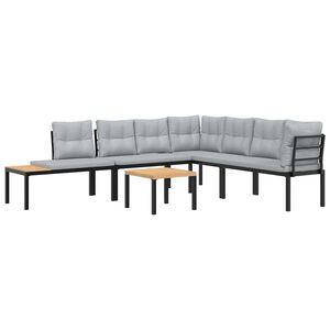 vidaXL Gartenbank-Set 5-tlg. Schwarz Pulverbeschichteter Stahl