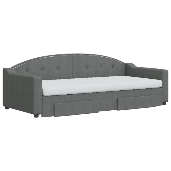 vidaXL Tagesbett Ausziehbar mit Schubladen Dunkelgrau 90x200 cm Stoff