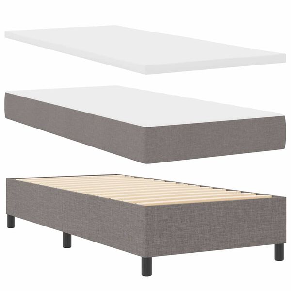 vidaXL Boxspringbett mit Matratze Taupe 100 x 200 cm Stoff