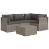 vidaXL 5-tlg. Garten-Lounge-Set mit Kissen Grau Poly Rattan