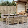 vidaXL 9-tlg. Garten-Essgruppe mit Kissen Beige Poly Rattan
