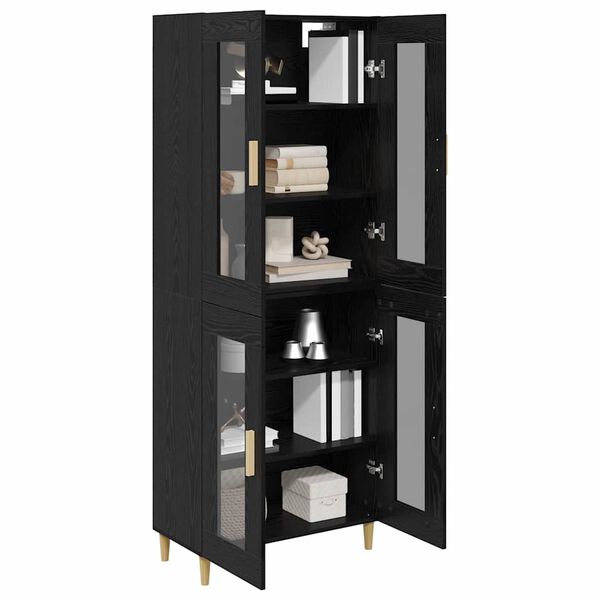 vidaXL Highboard Schwarz Eichen-Optik 69,5 x 34 x 180 cm Holzwerkstoff